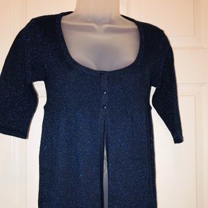Shimmery midnight blue baby doll top size S